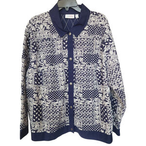 d&co. Navy White Lightweight Quilted Jacket 2X, NWOT